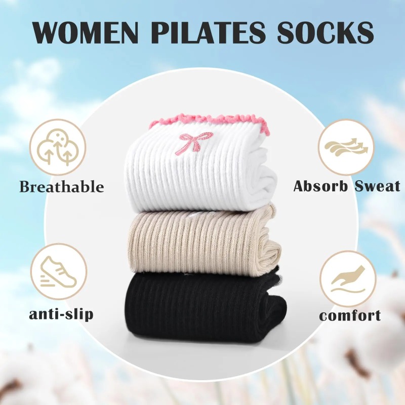 Pilates & Yoga Knokke - Professional Yoga Socks, Cotton Strap Silicone