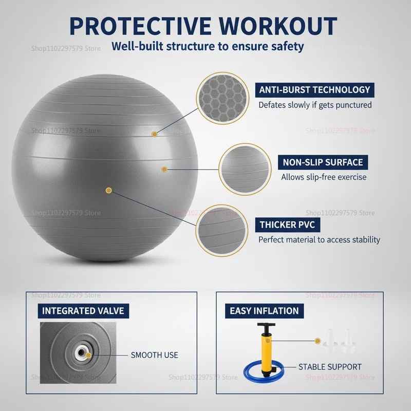 Anti-Burst Yoga Ball with Pump - Pilates Yoga Shoes 评论和价格