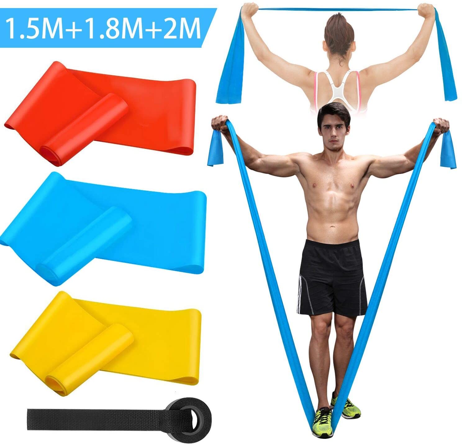 Elastic Fitness Bands 3Pcs Res - Pilates Yoga Board 评论和价格