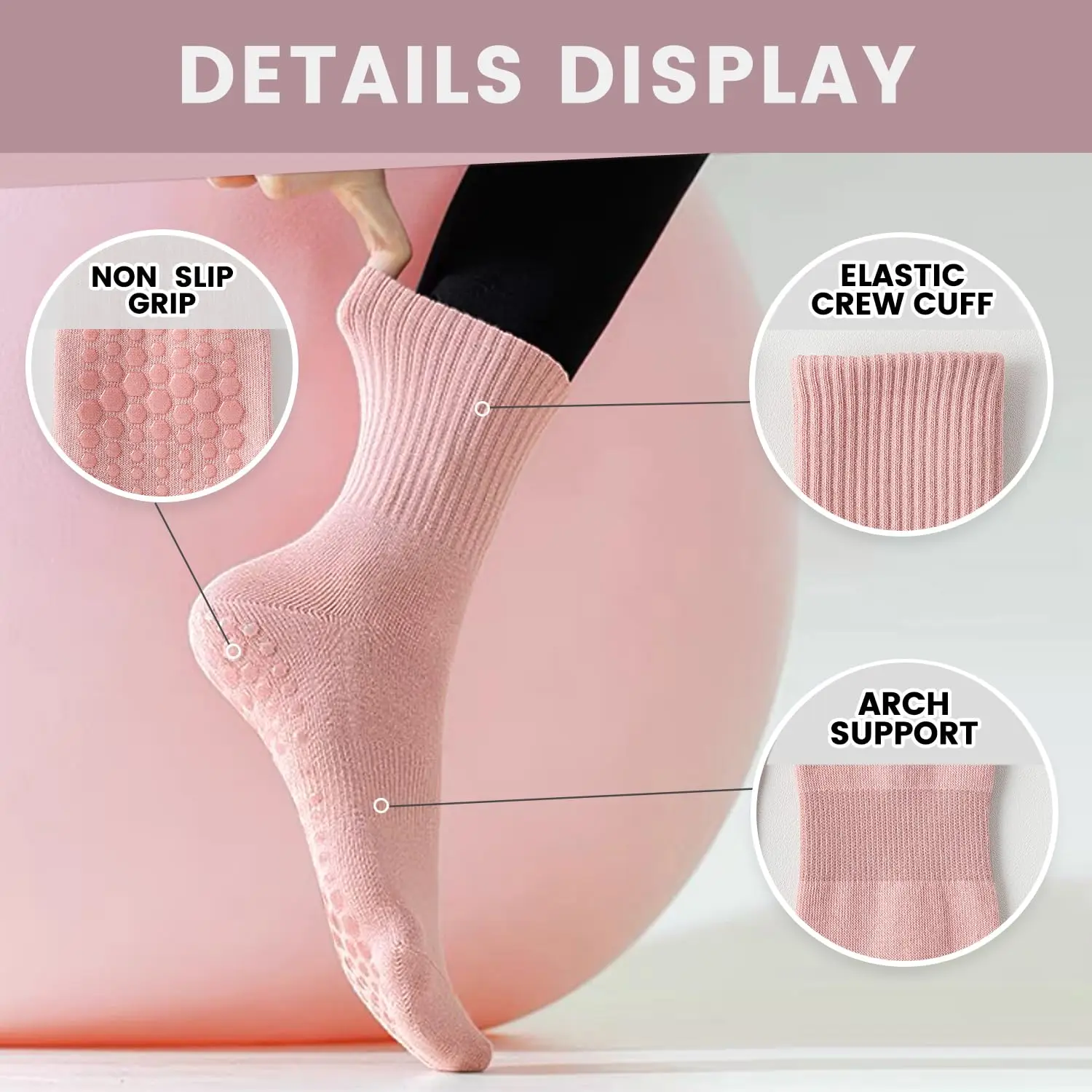4 pairs of women's yoga socks, - Pilates & Yoga Knokke 评论和价格